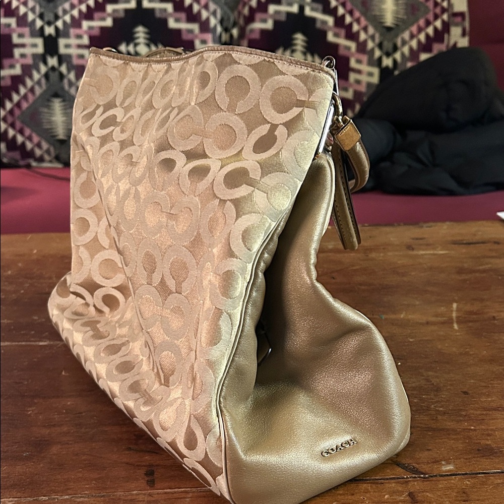 Coach Beige/Tan Signature Shoulder Bag